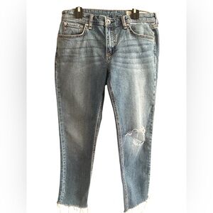 Rag & Bone Dre Low Rise Slim Boyfriend Distressed Raw Hem Jeans Size 27